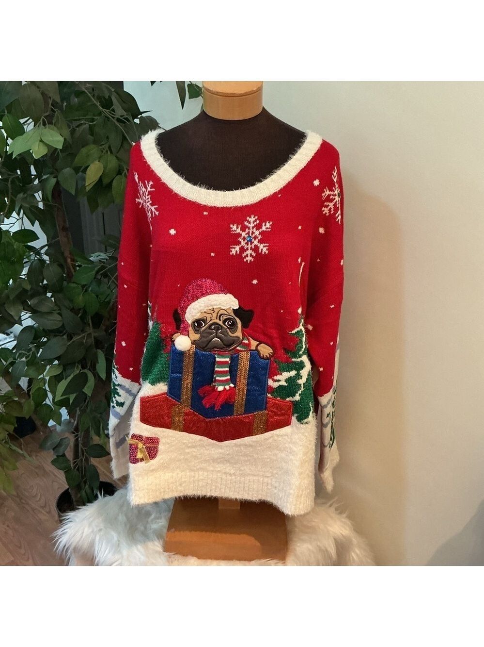 Kohl’s Jollidays Major Label Group Holiday Pug sweater Woman’s 2X